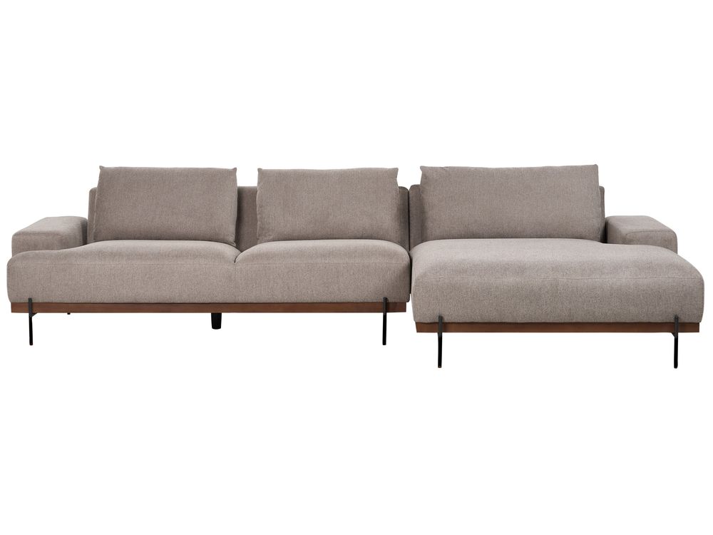 Ugaona sofa četveroznamenkasti MARIFERD Tkanina Svijetlosmeđa lijevoruki