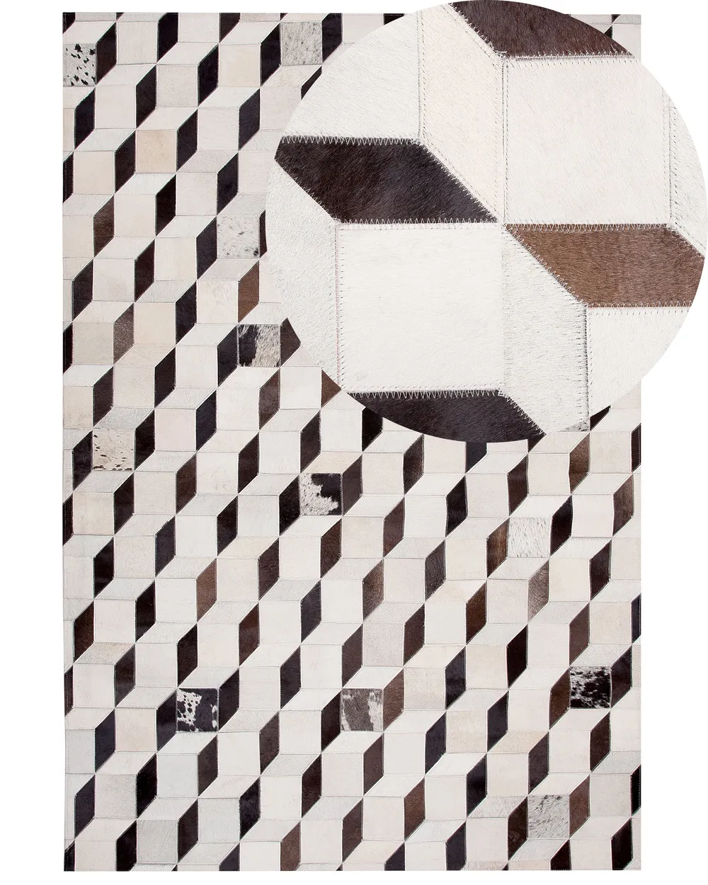 Teppich ALPKOY Weiß 140 x 200 cm Echtleder