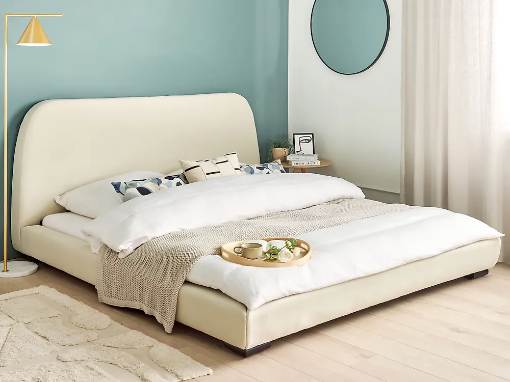 Bett mit Lattenrost Stoff ROISEL 180 x 200 cm Beige_1185074