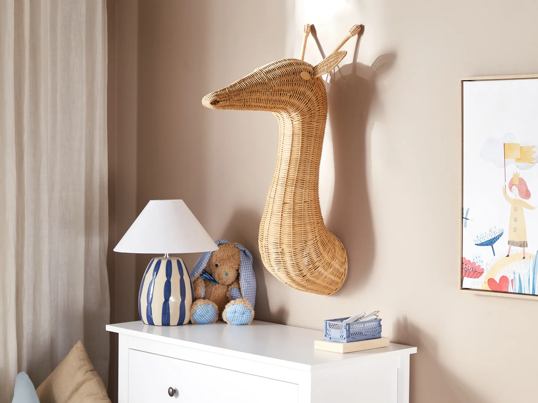 Wandobjekt Giraffe BANANEC Rattan 83 cm Naturfarben_894143