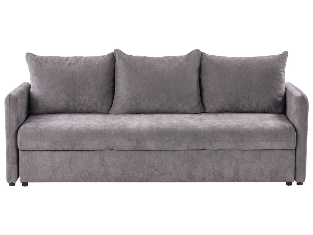 Sofa Bed 3 Seater HOLSEN with Storage Chenille Taupe
