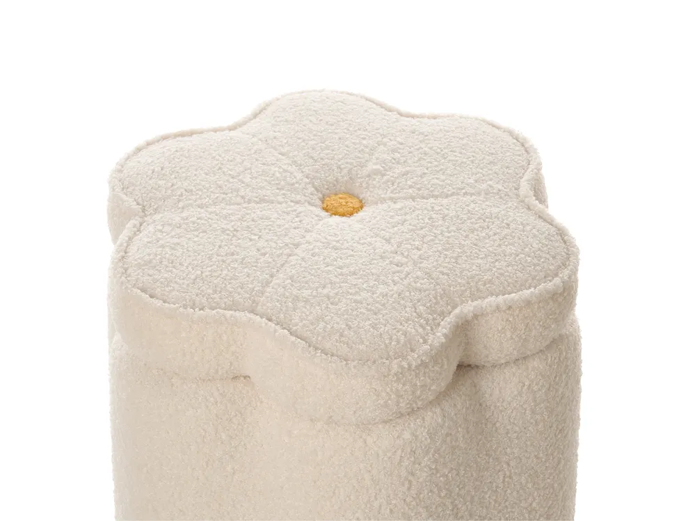 Pouf mit Stauraum FLOWER Blume Bouclé Cremeweiß_1082052