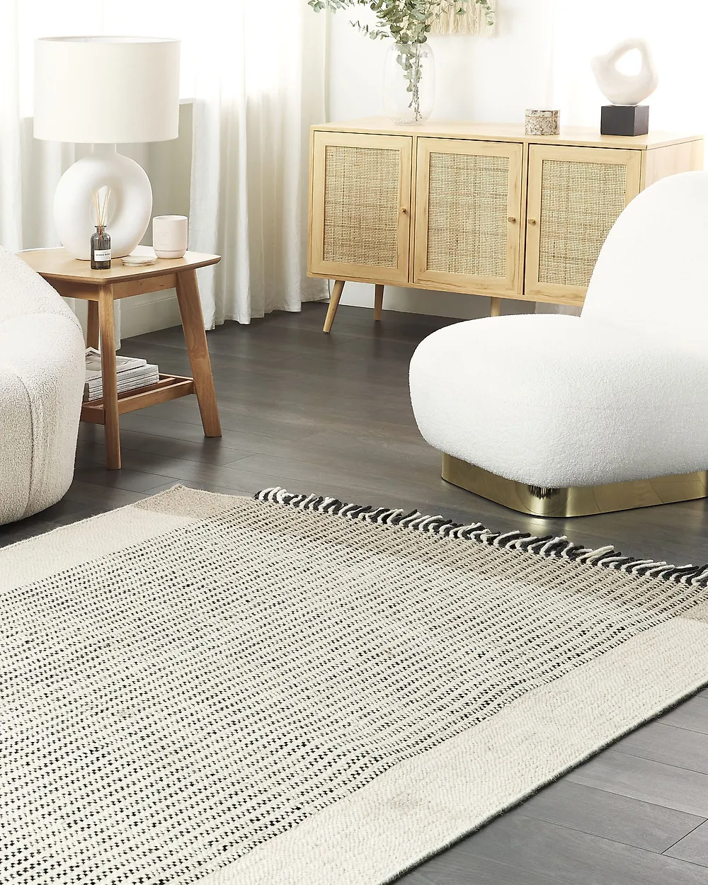 Rug DIVARLI Beige 140 x 200 cm Wool_1182358