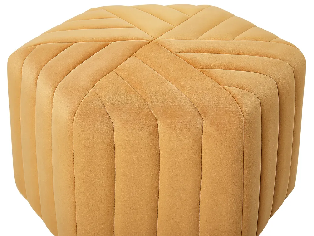 Pouf MURIETTA Samtstoff Senfgelb_765890