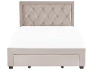 Bed with Storage Drawers LIEVIN Velvet Beige 140 x 200 cm (EU Double)_858025