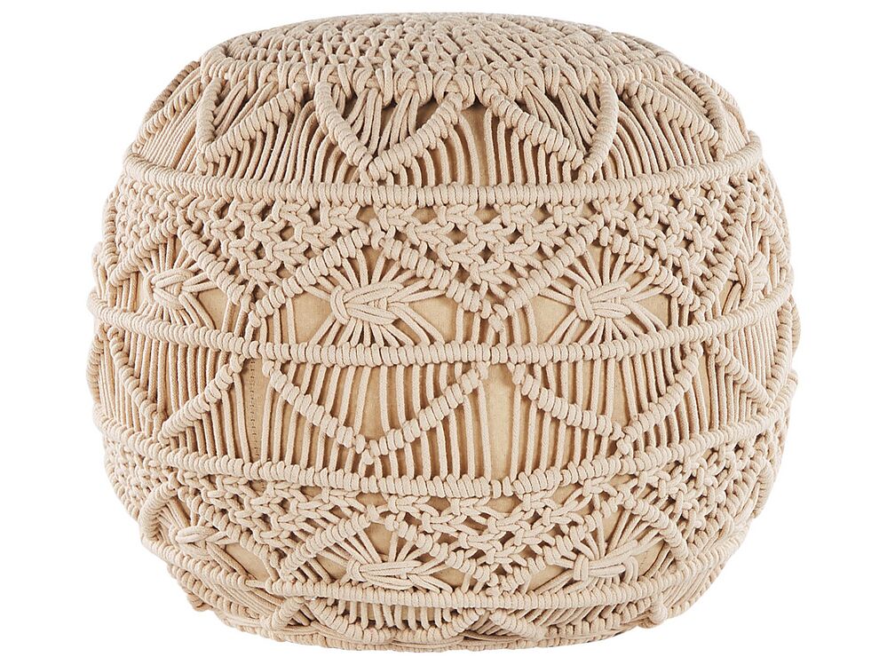 Pouffe Macramé KAYSERI Cotton Beige