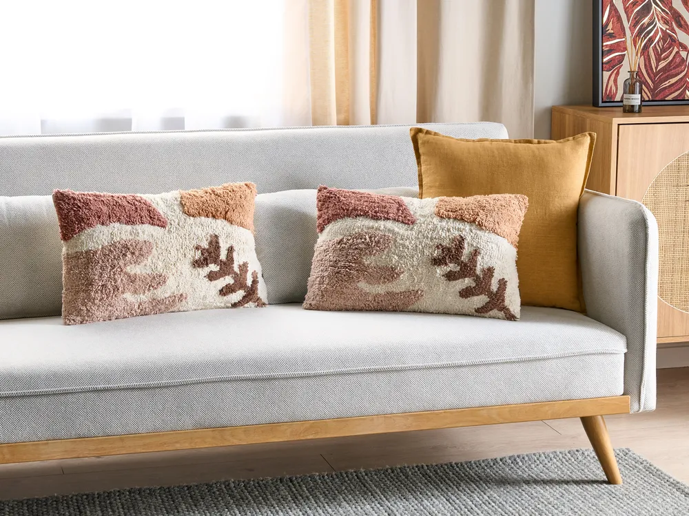 Dekokissen 2er Set CAMASSIA 30 x 50 cm Baumwolle Beige Abstraktes Muster