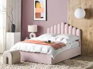 Bett mit Stauraum VINCENNES Samtstoff Pastellrosa 140 x 200 cm_837321