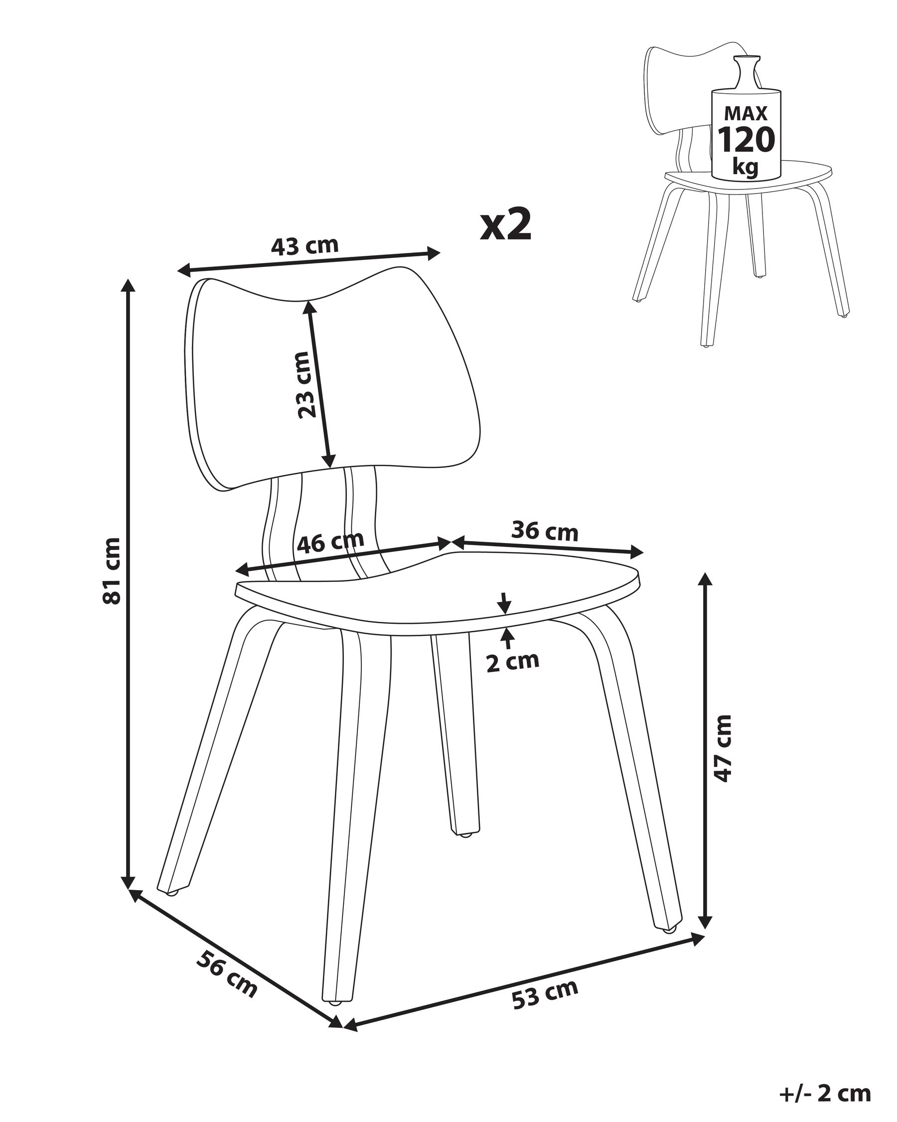 Set of 2 Dining Chairs DIANA Wood Brown_975955