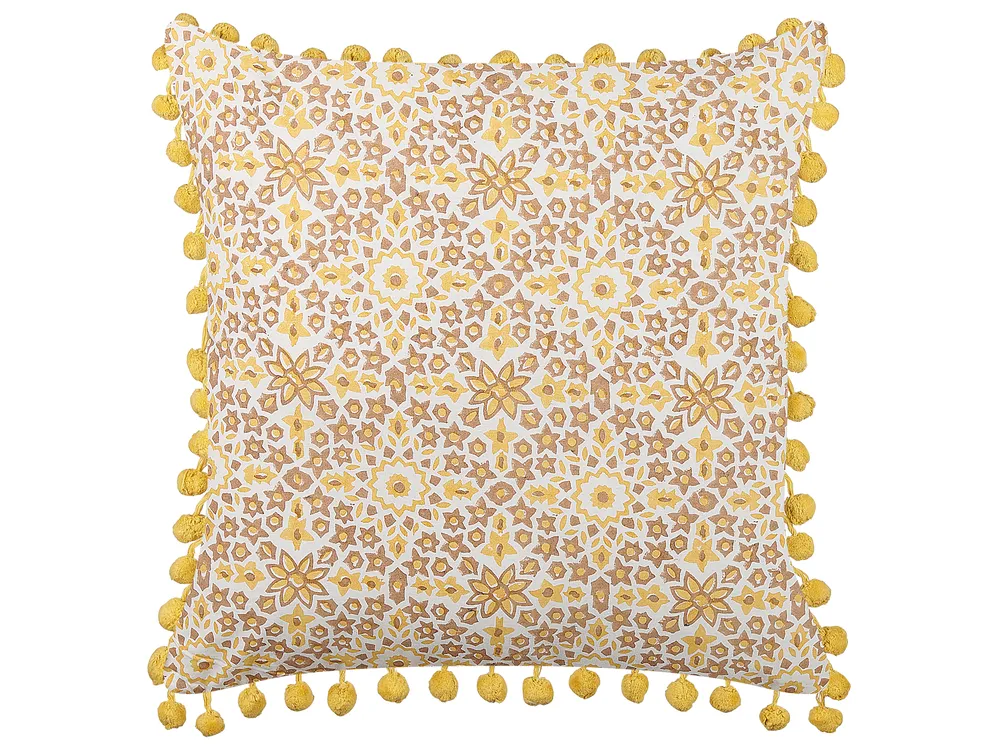 Dekokissen LYCROIS 45 x 45 cm Baumwolle Gelb Blumenmuster