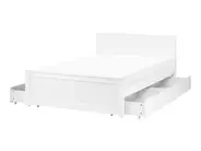 Bett mit 4 Schubladen SABRAN Kiefernholz Weiß 120 x 200 cm_1060892