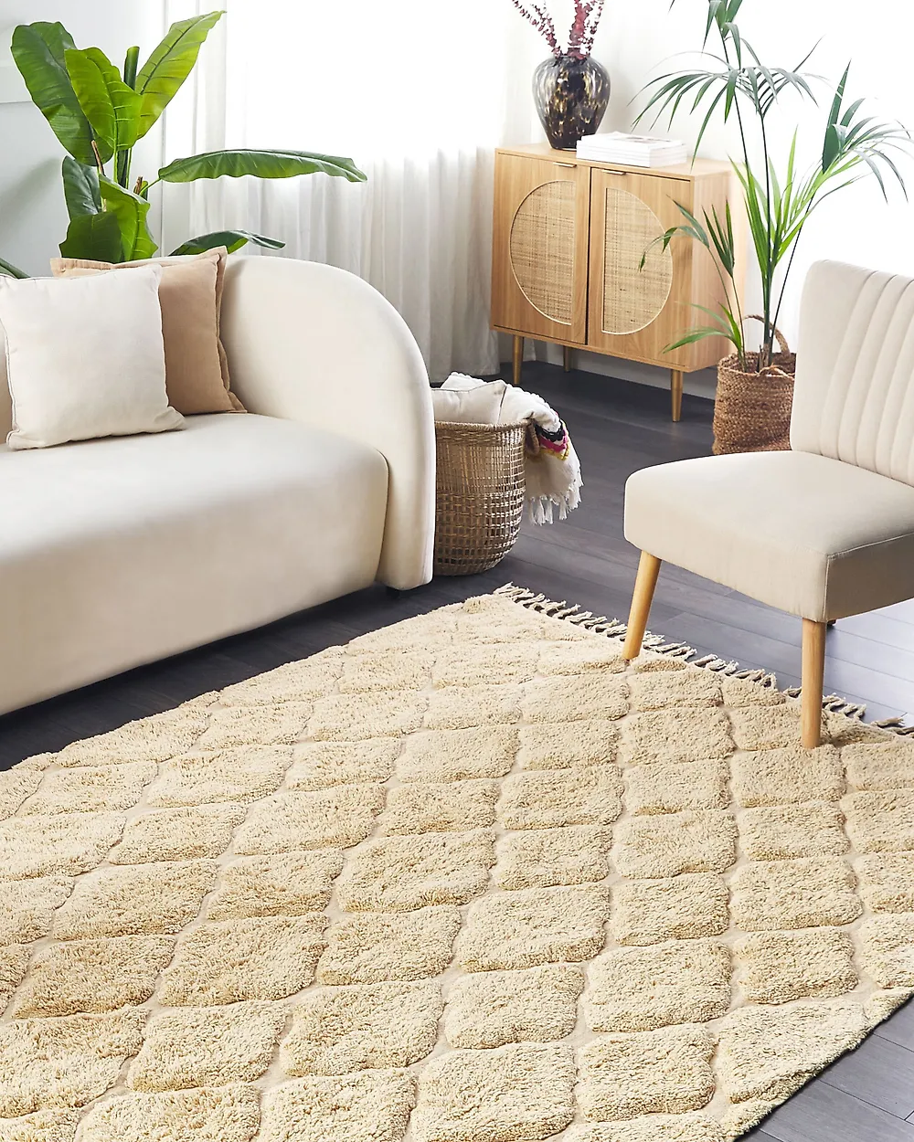 Rug SANLIURFA Beige 140 x 200 cm Cotton_1179262