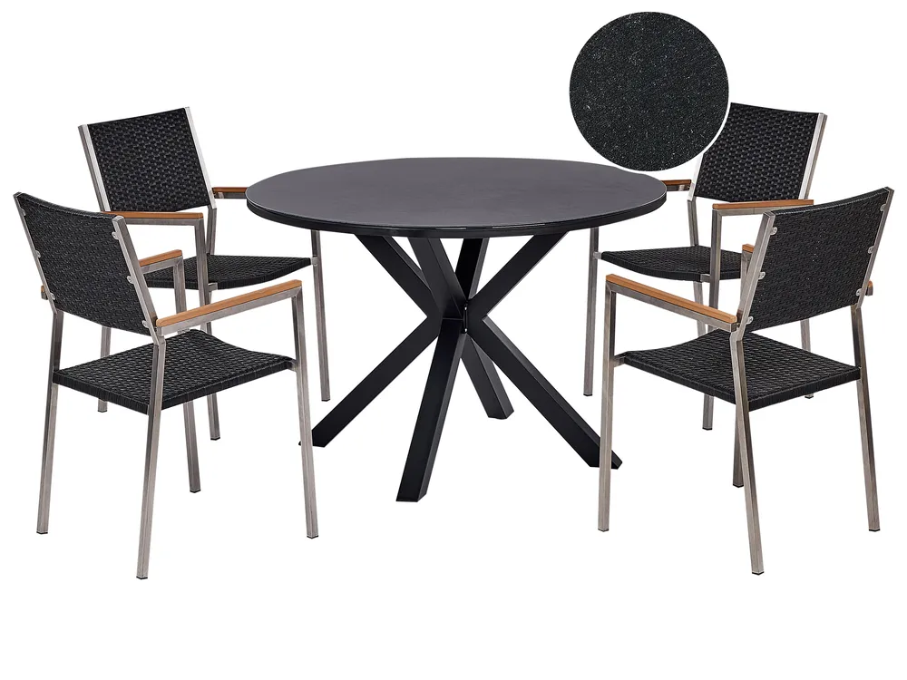 Gartenmöbel Set 4-Sitzer MALETTO/GROSSETO Polyrattan Schwarz
