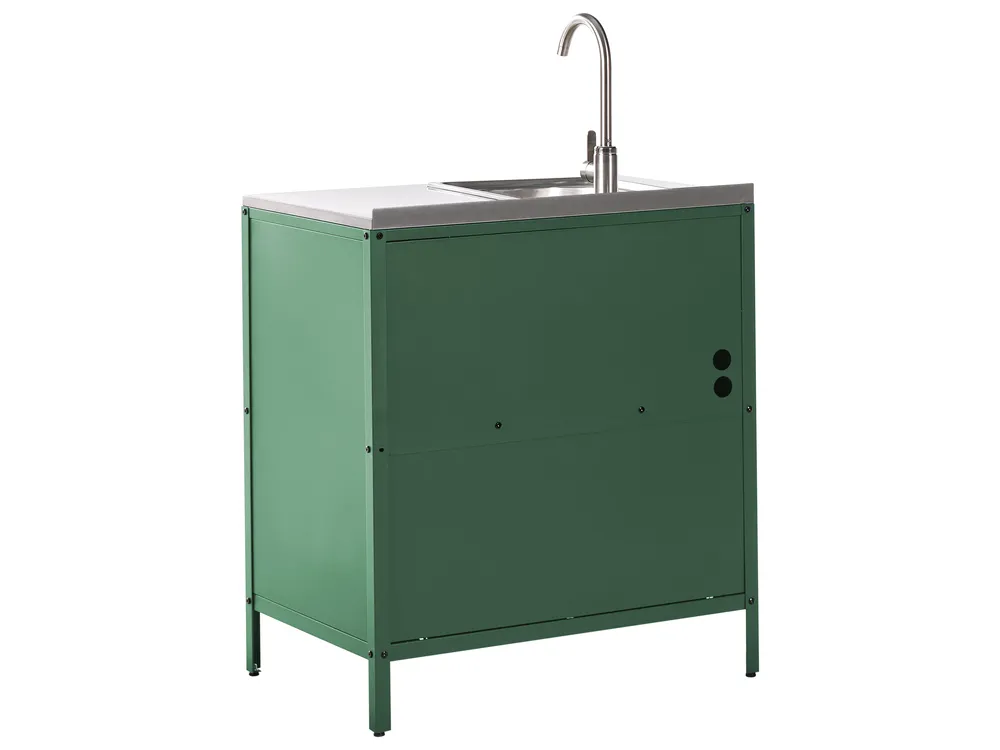 2 Piece Outdoor Kitchen Set with Sink VILAMA Green Metal_974262