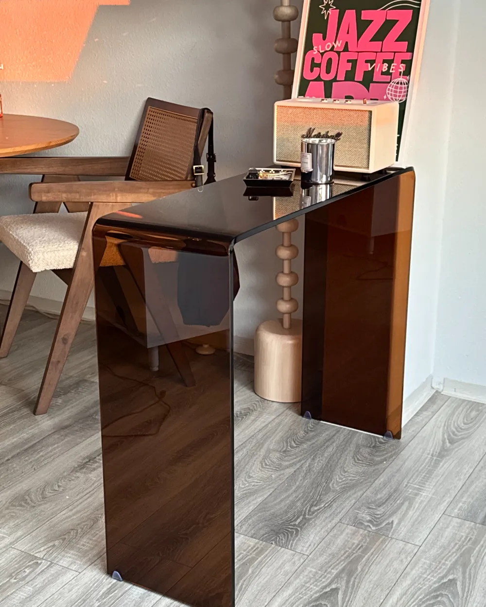 Konsolentisch KENDALL Sicherheitsglas Braun