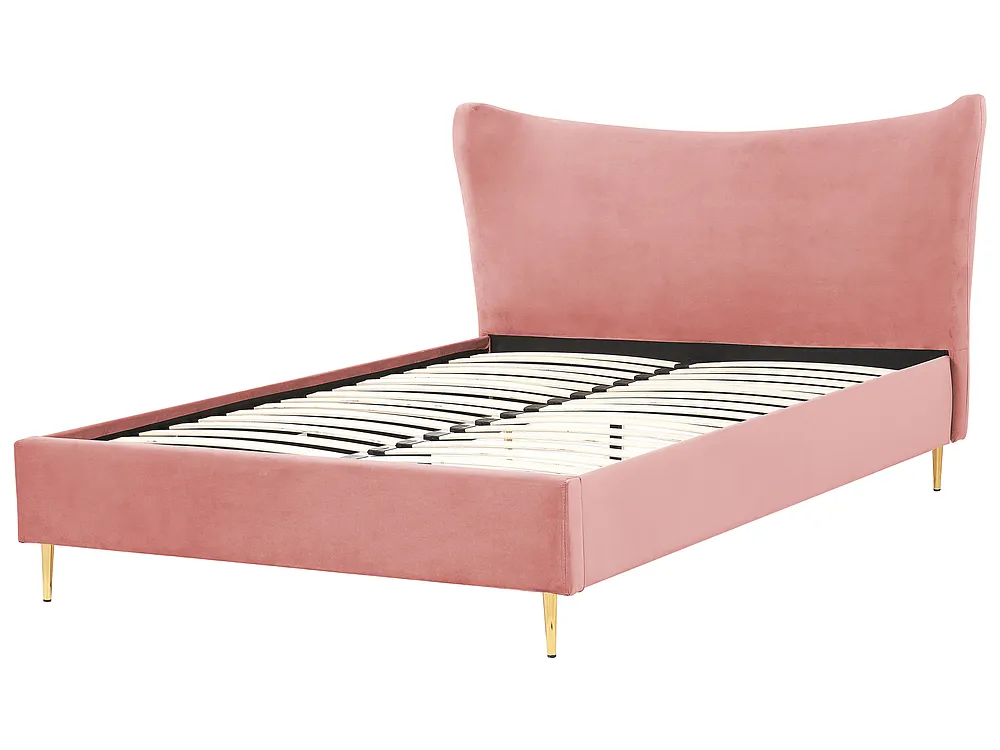Bed Velvet CHALEIX 160 x 200 cm (EU King Size) Peach Pink_844528