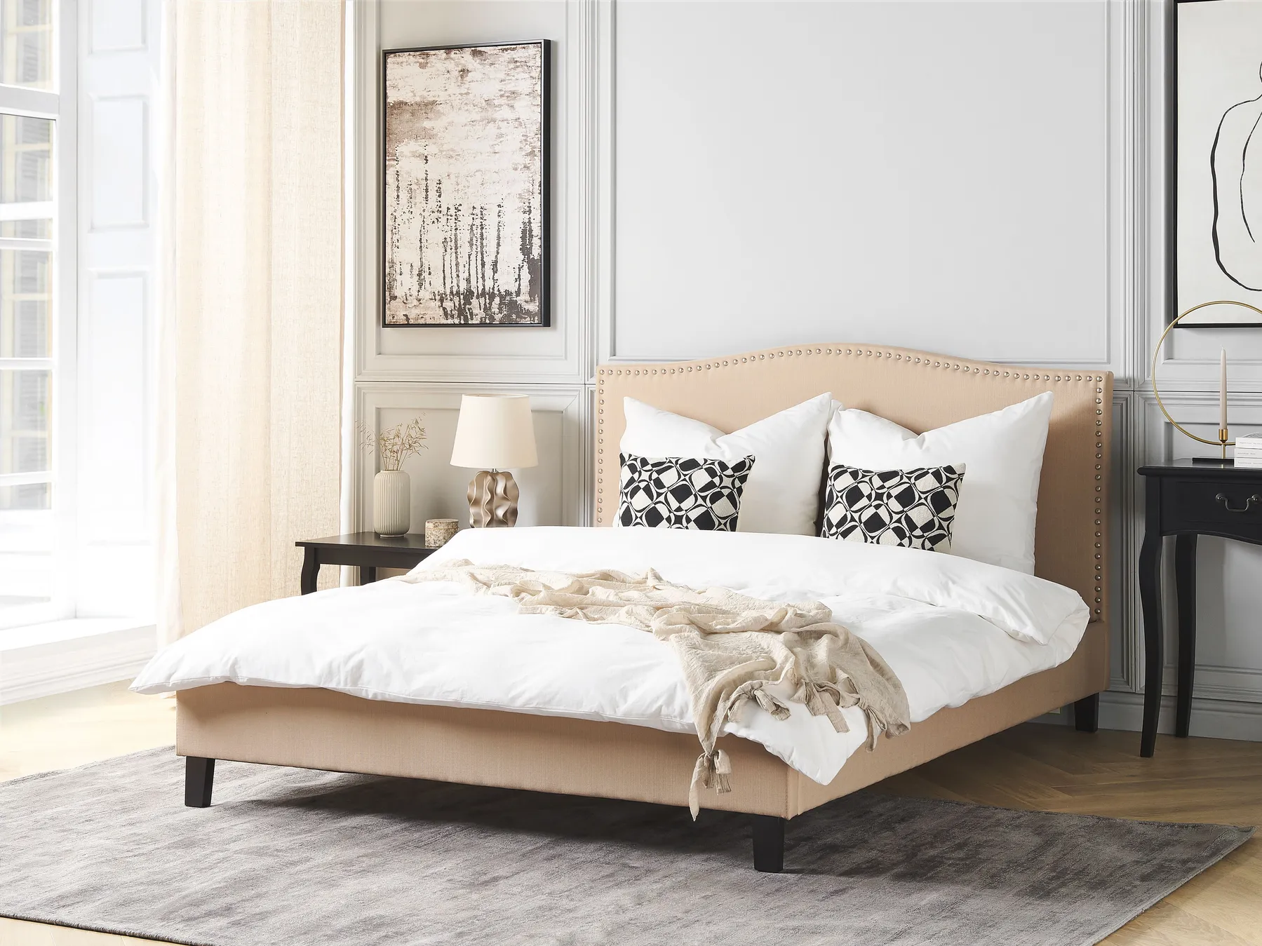 Bett mit Lattenrost Stoff MONTPELLIER 180 x 200 cm Beige_754225