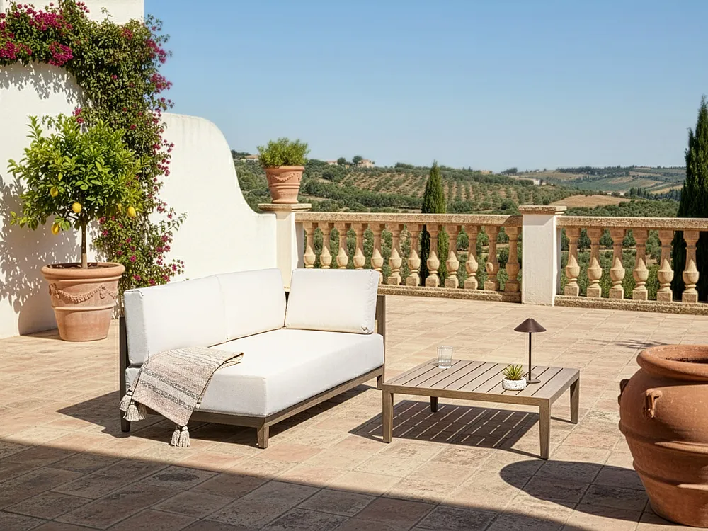 Gartensofa mit Tisch 2-Sitzer SAMPIERI Metall Braun