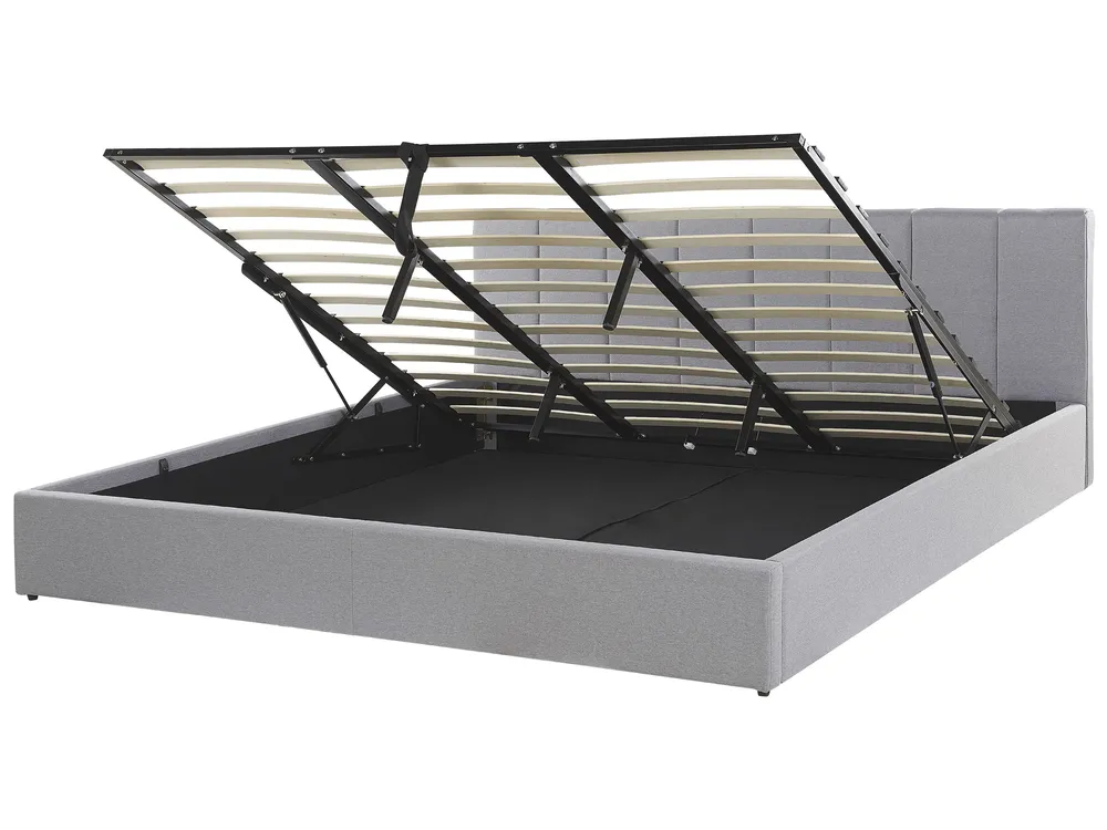 Ottoman Bed DREUX Fabric Light Grey 180 x 200 cm (EU Super King)