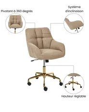 Chaise de bureau PALMDALE Bouclé Marron clair_1073069