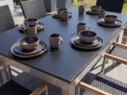 Garden Dining Set 6 Seater GROSSETO Tempered Glass Black_1105717