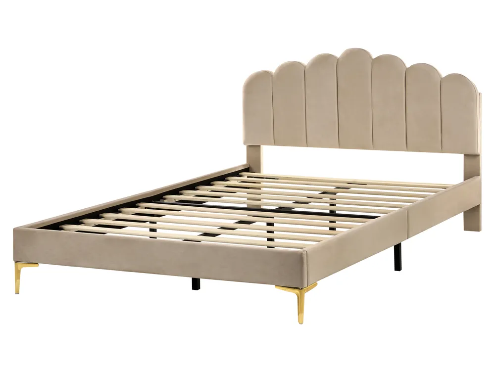 Bed Velvet SAUVIAN 160 x 200 cm (EU King Size) Taupe_1014550