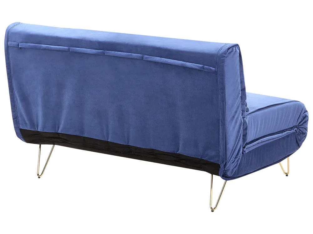 Sofa Bed 2 Seater VESTFOLD Velvet Navy Blue_808697
