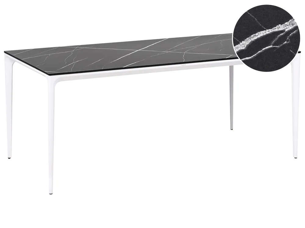Garden Dining Table SOVARETO 180 cm 90 cm Marble Effect Black Marble