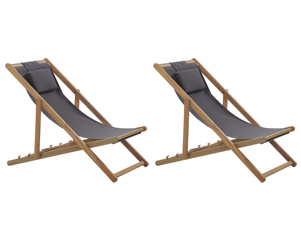 Set mit 2 klappbaren Liegestühlen AVELLINO mit Ersatzstoffen Akazienholz Dunkelbraun