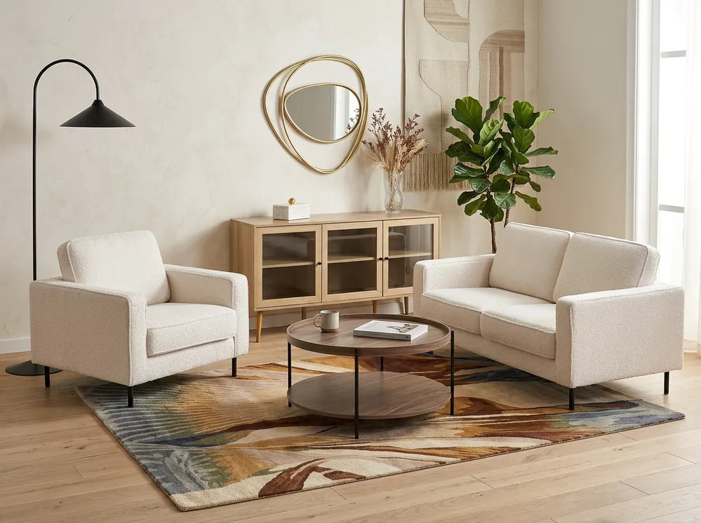 Sofa Set 4-Sitzer SAVALEN Bouclé Weiß