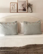Set of 2 Decorative Cushions TALYA 40 x 60 cm Mint Green Checked_973047