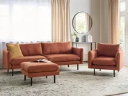 Sofa Set 5-Sitzer VINTERBRO mit Ottomane Chenillegewebe Goldbraun_907068