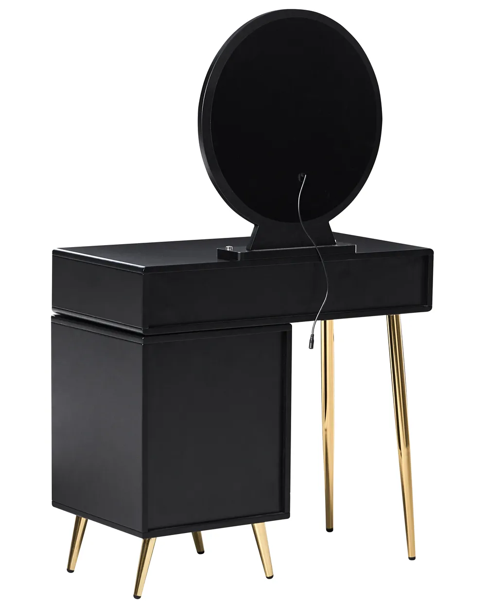 black dressing table with stool and mirror solid wood makeup table modern minimalist desk black retro dressing table  bedroom flip storage table