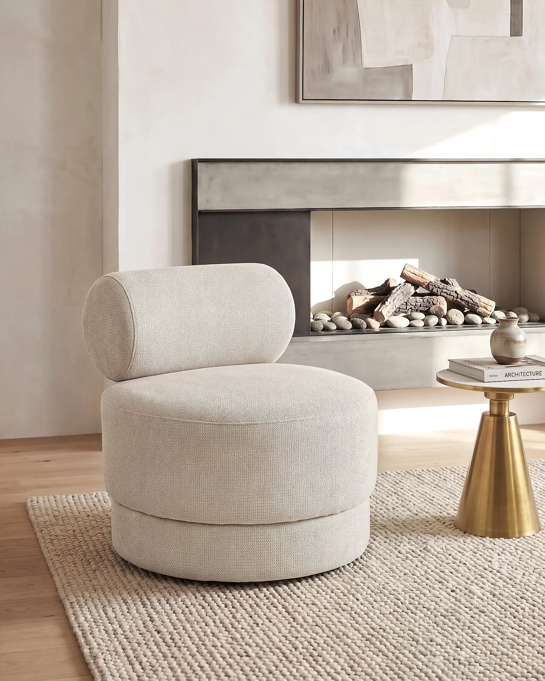 Drehsessel KARVIA  Stoff Hellbeige_1165203