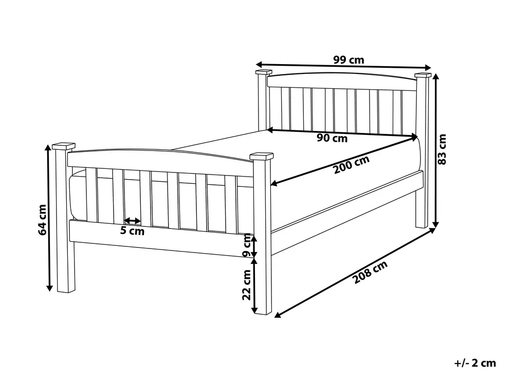 Bed Pine Wood GIVERNY 90 x 200 cm (EU Single) White_751171