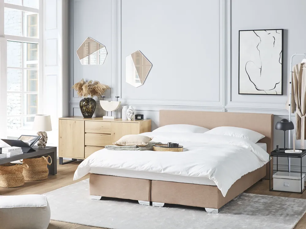 Boxspringbett Stoff PRESIDENT 160 x 200 cm Beige