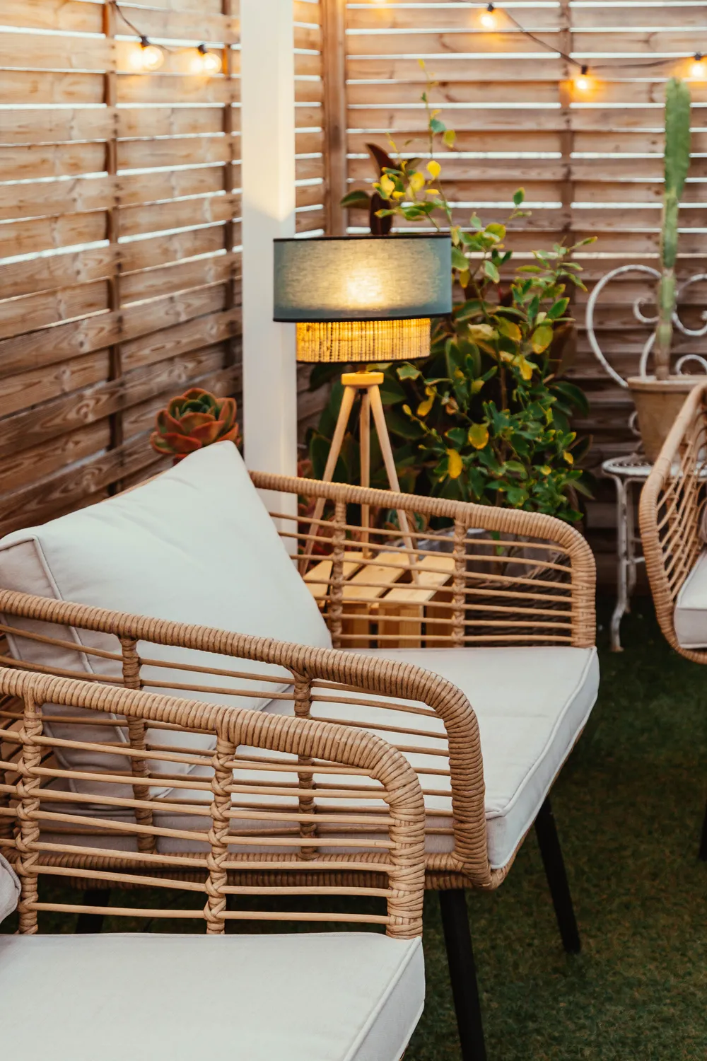 Lounge Set mit Tisch 4-Sitzer CORINTH II Polyrattan Naturfarben_831755