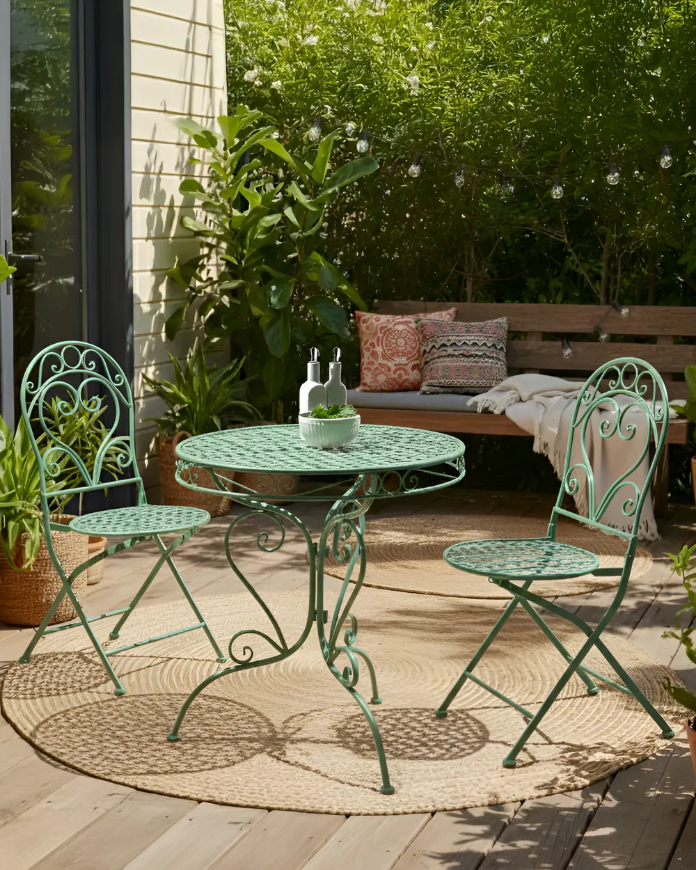 Gartenstuhl 2er Set ALBINIA Metall Grün