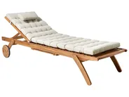 Sun Lounger with Cushion CESANA PREMIUM Reclining Acacia Wood Taupe_991010