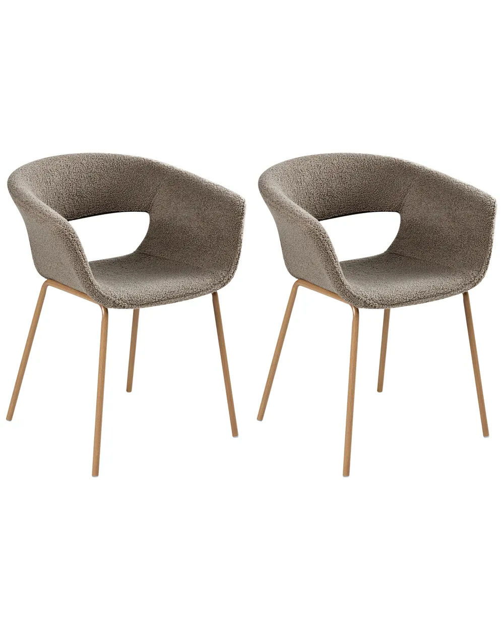 Esszimmerstuhl 2er Set ELMA Bouclé Taupe_1029044