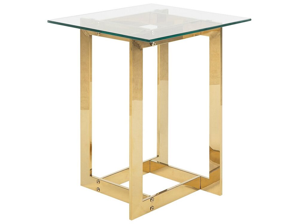 Side Table CRYSTAL Tempered Glass Gold