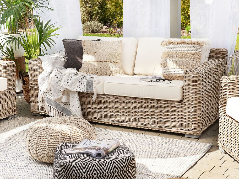 In Vimini Salottino Esterno Rattan Rattan Naturale Arredamento Da
