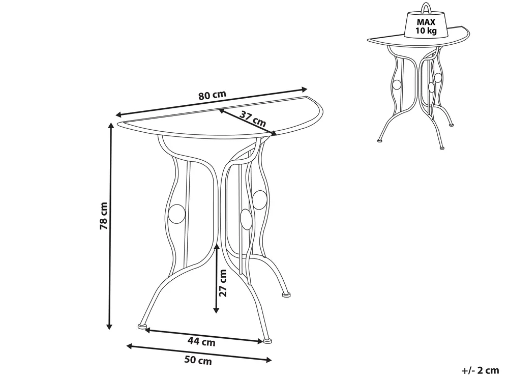 Outdoor Bistrotisch COGGIA 80 cm 37 cm Metall Hellbeige_1002625