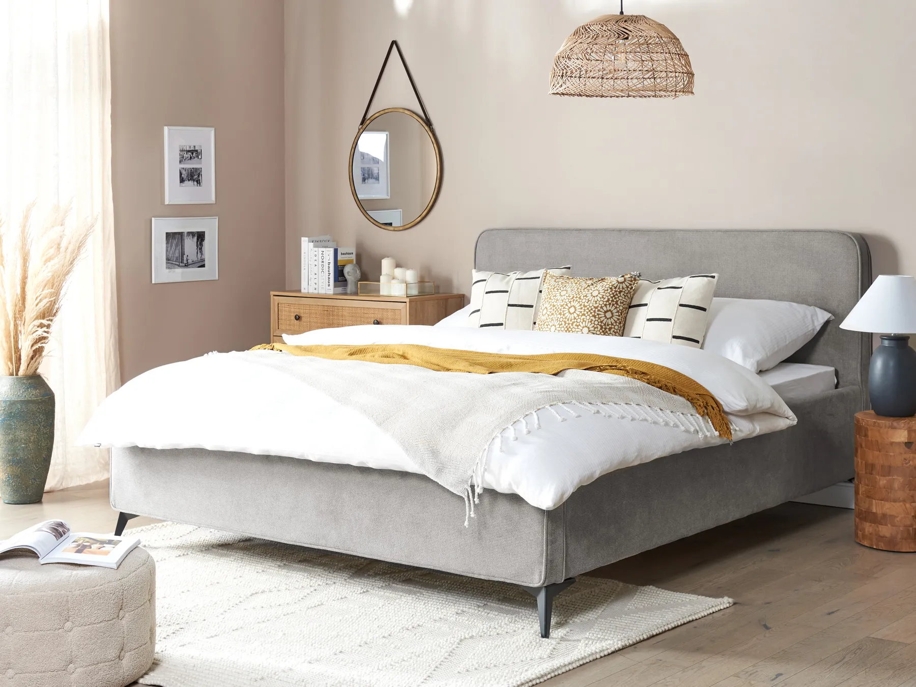 Bed Fabric VALOGNES 180 x 200 cm (EU Super King) Light Grey_887874