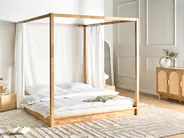 Himmelbett Holz HERLIERE 180 x 200 cm Hellbraun_1037165