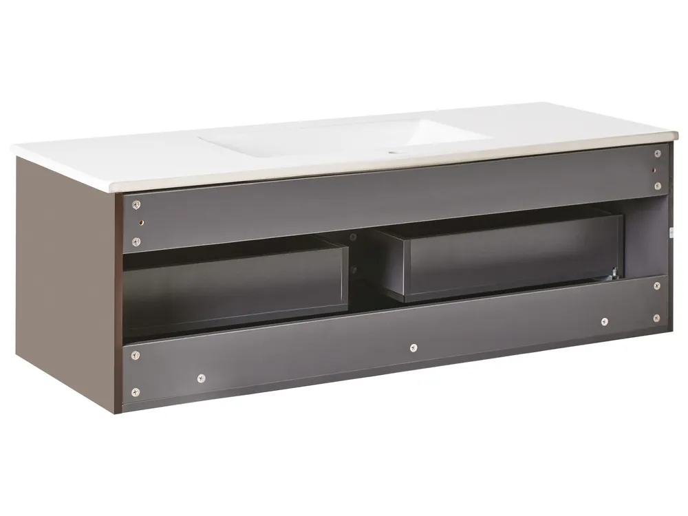Wandmontierter Waschbeckenunterschrank mit Waschbecken MADIDI Braun_1006189