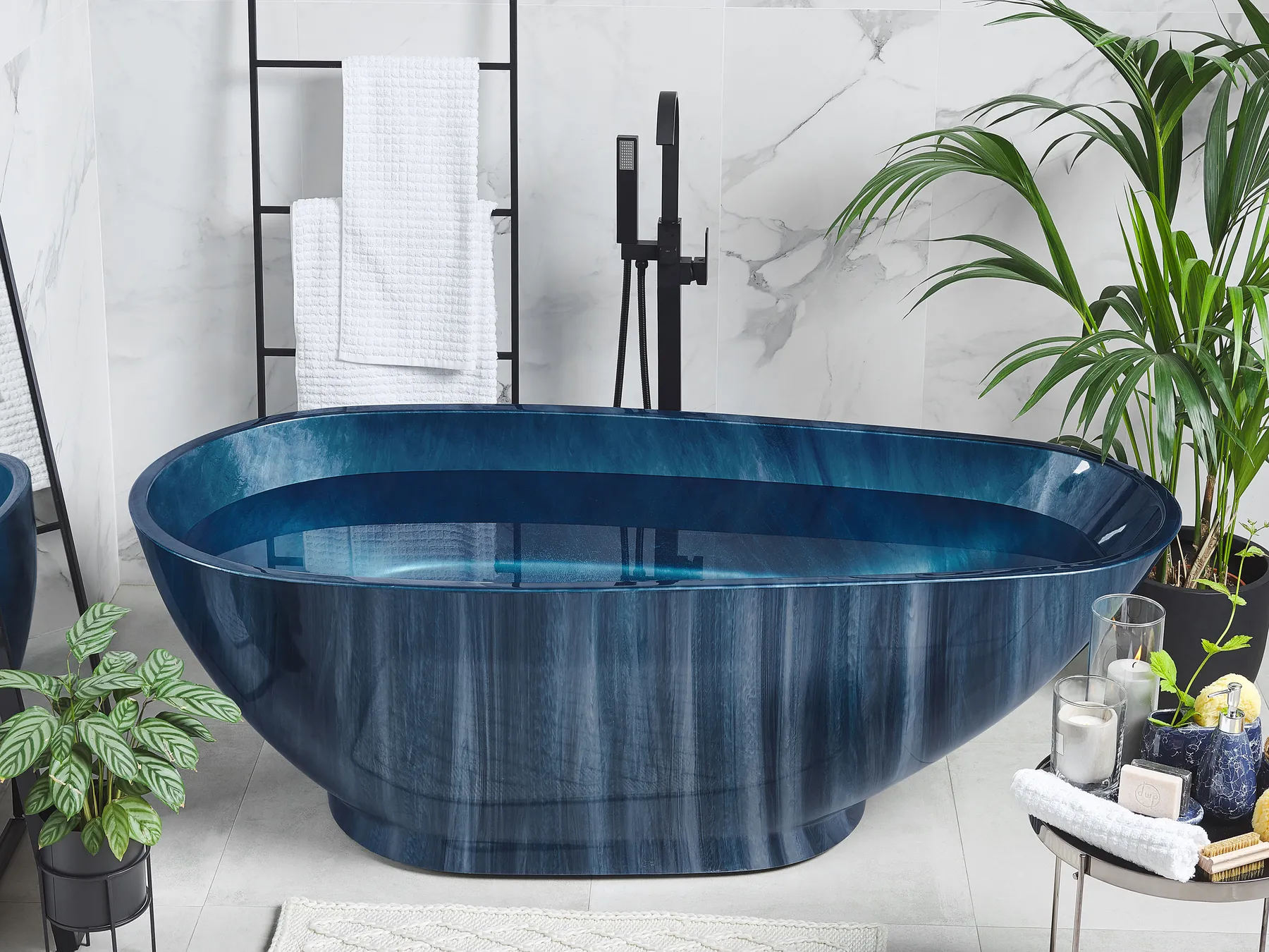 Freistehende Badewanne RIOJA 170 x 80 cm Marineblau_807817