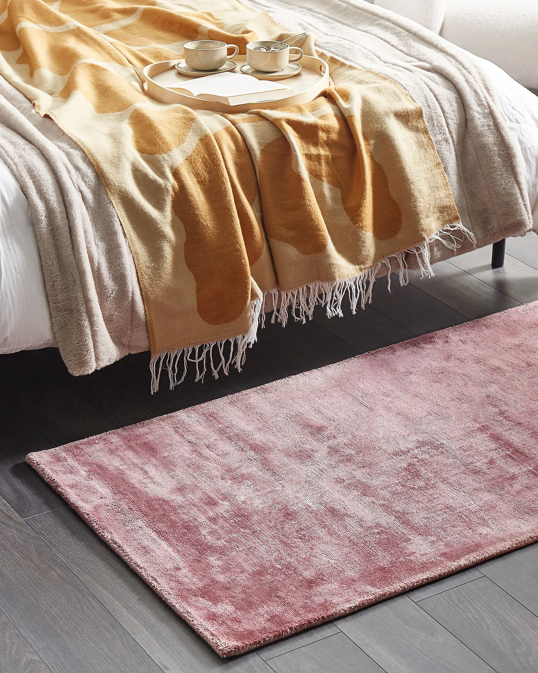 Rug GESI Pink 80 x 150 cm Viscose_837729