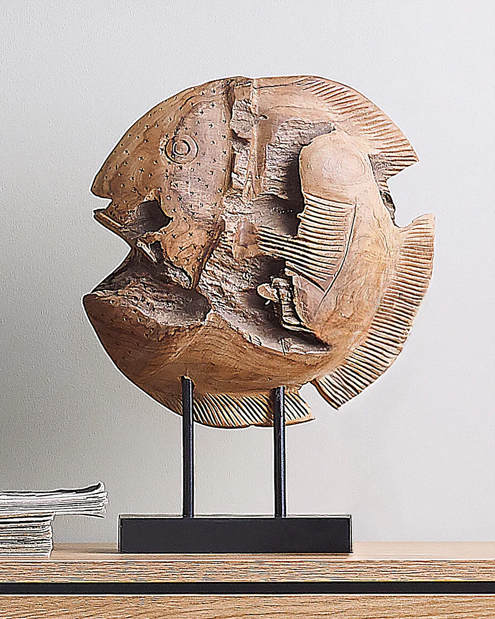Figuur Vis PLAICE FISH Teakhout Bruin_879058