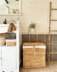 Wäschekorb LANGSON Geflecht Naturfarben 75 L_918342